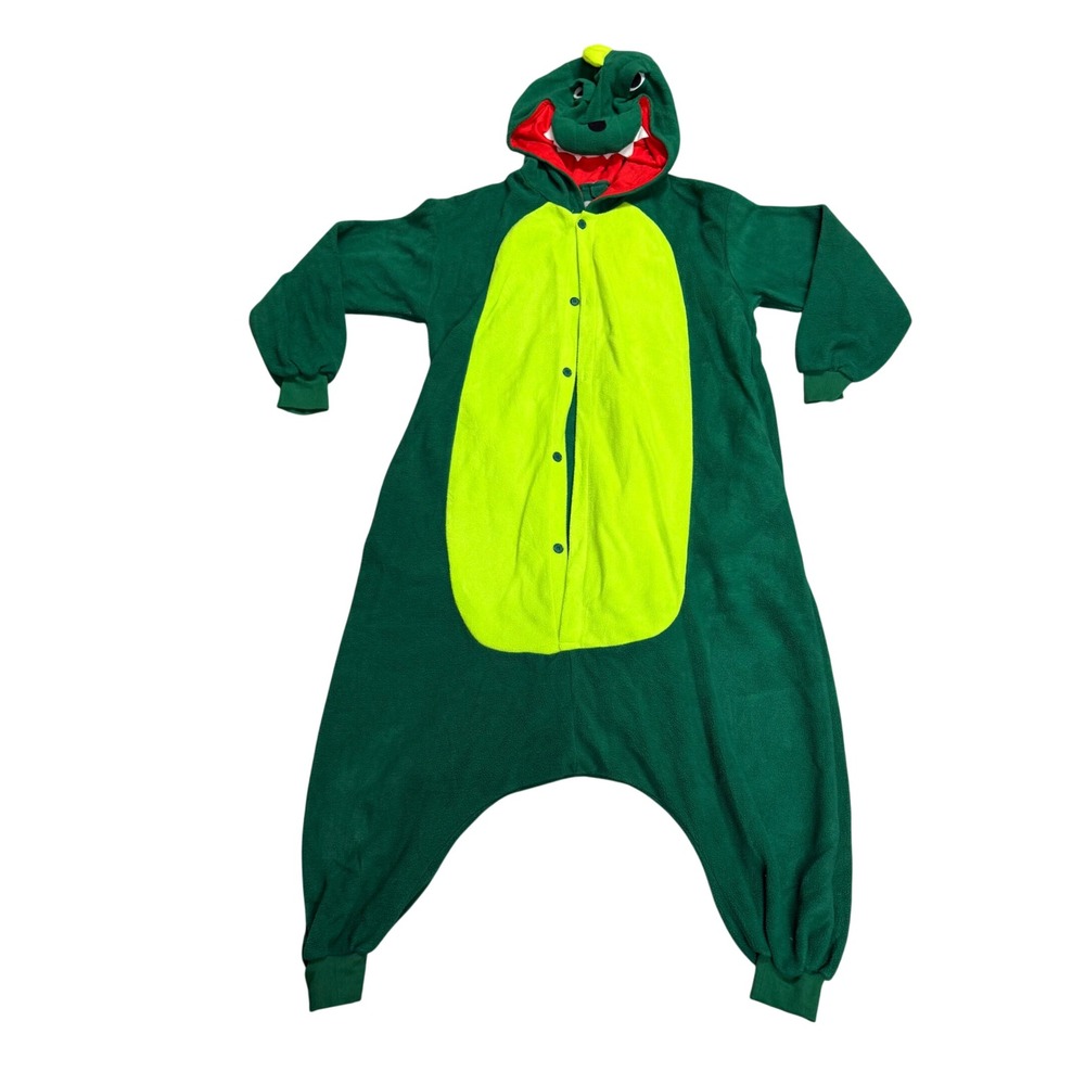 Funziez by Silver Lilly Dinosaur Pajamas Green Fleece Costume Loungewear Small